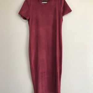 Red body con dress